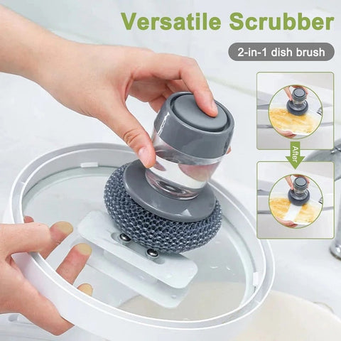 2.0 Soap Dispensing Palm Brush Storage Set[Be Applicable Kitchen/Bathroom/Car cleaning, etc.]