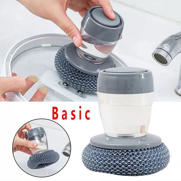 💖2023 Kitchen Brush Utensils Cleaner Press Type Non-Stick Oil Automatic Hydraulic Dishwashing Decontamination Tools Pot Artifact