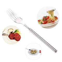 Stainless Steel Western Style BBQ Dinner Fruit Dessert Long Cutlery Forks Telescopic Extendable Fork Kitchen Tool Fruit Tools