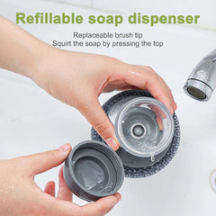 2.0 Soap Dispensing Palm Brush Storage Set[Be Applicable Kitchen/Bathroom/Car cleaning, etc.]